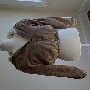 Tan zip up Corduroy hoodie